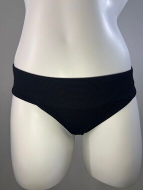 Aerie Black Ribbed Swim Bikini Bottoms SMALL